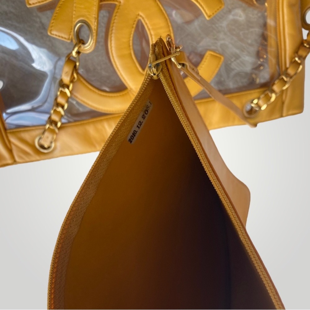 Chanel Clear Tri CC Logo Mustard Yellow Tote Bag π― - Picture 13 of 13